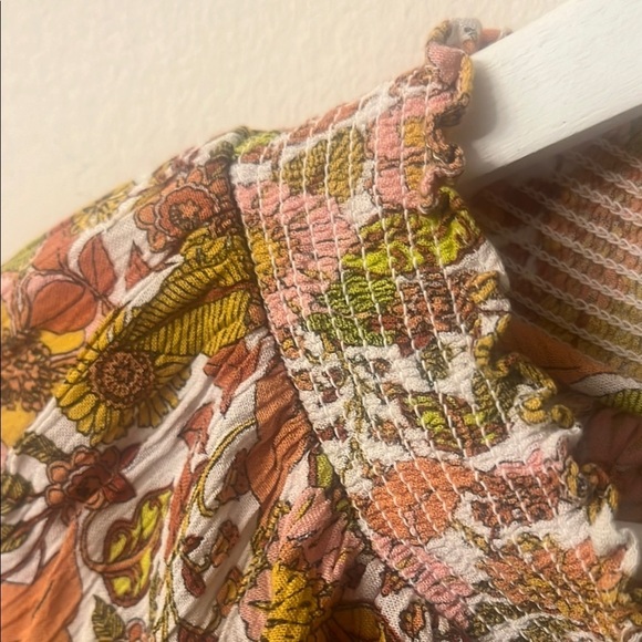 Brown and Tan Tie Front Blouse with Relaxed Fit - Picture 9 of 11